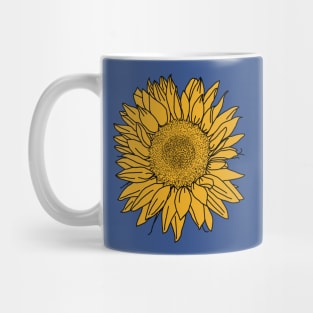 Yellow Sunflower Line Drawing Mug